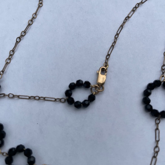 Gold Plated Necklace W/Black Crystal Circles Gold 14/20, 50”long,Verve NYC,Opera - Picture 6 of 11